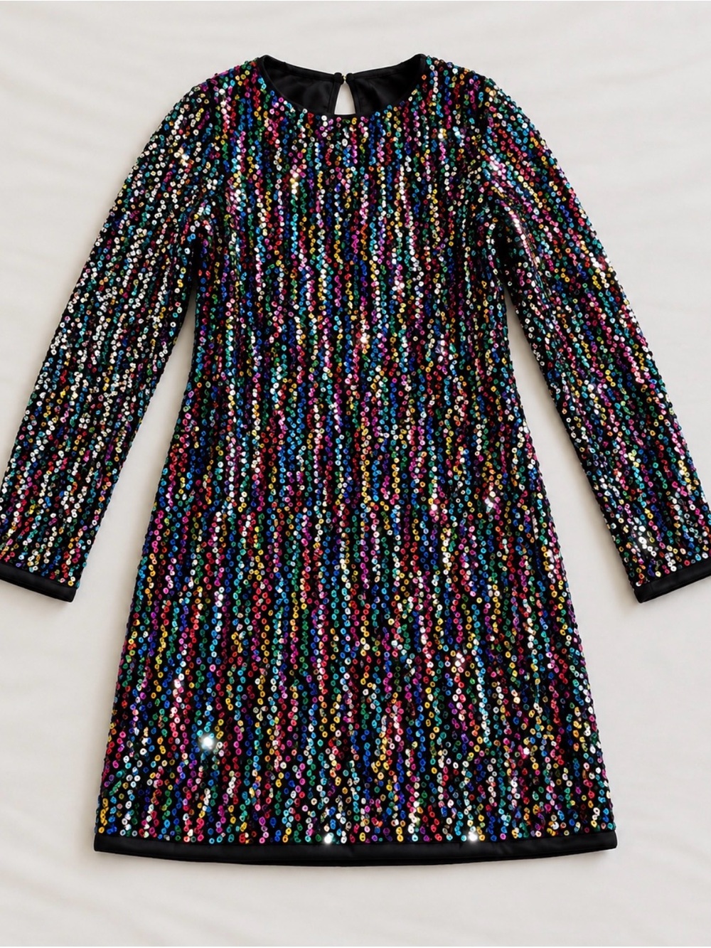 Multicolor Sequin Long-Sleeve Party Dress